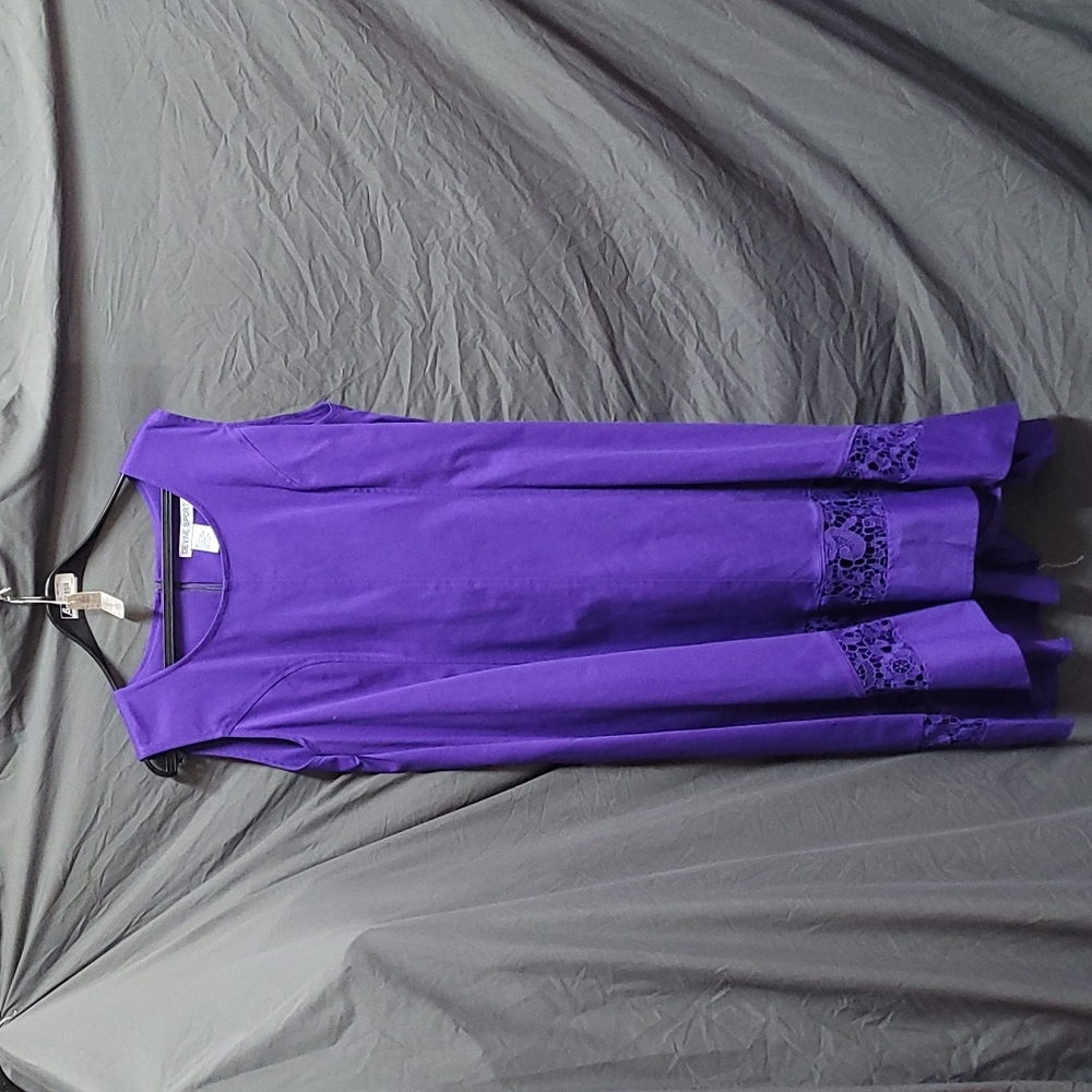 Eddie Bauer Sleeveless Purple Lace-Hem Dress